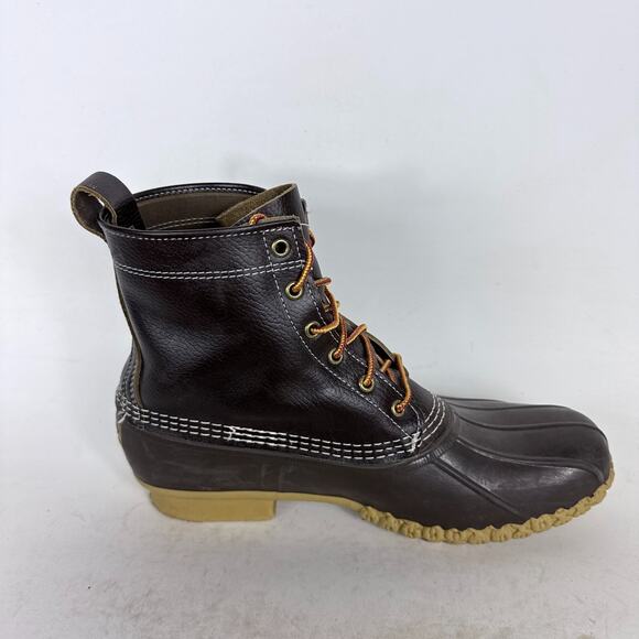 Vintage L.L.Bean Duck Boots men's 11 Brown Leather Waterproof Lace-Up Outdoor - Picture 3 of 11